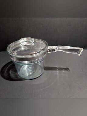 Vtg Pyrex 6283-U Glass Double Boiler Upper Pot Only With Lid 1.5 Qt Flameware